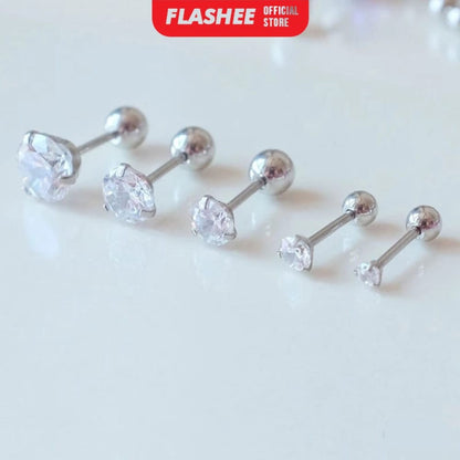 Flashee Anting Stud Kartilago Anting Tindik Stainless 4mm Steel Gold 1pcs Korean Fashion Anting Tusuk Fashion Wanita