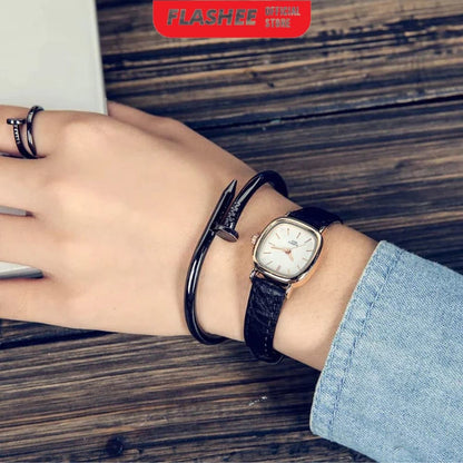 Flashee Jam Tangan Ivy Analog Wanita Gaya Retro Watch Korean Quartz Strap PU Retro