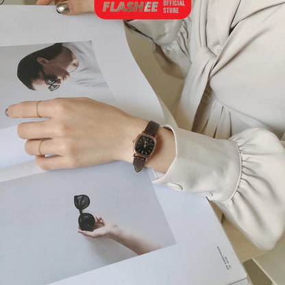 Flashee Jam Tangan Ivy Analog Wanita Gaya Retro Watch Korean Quartz Strap PU Retro