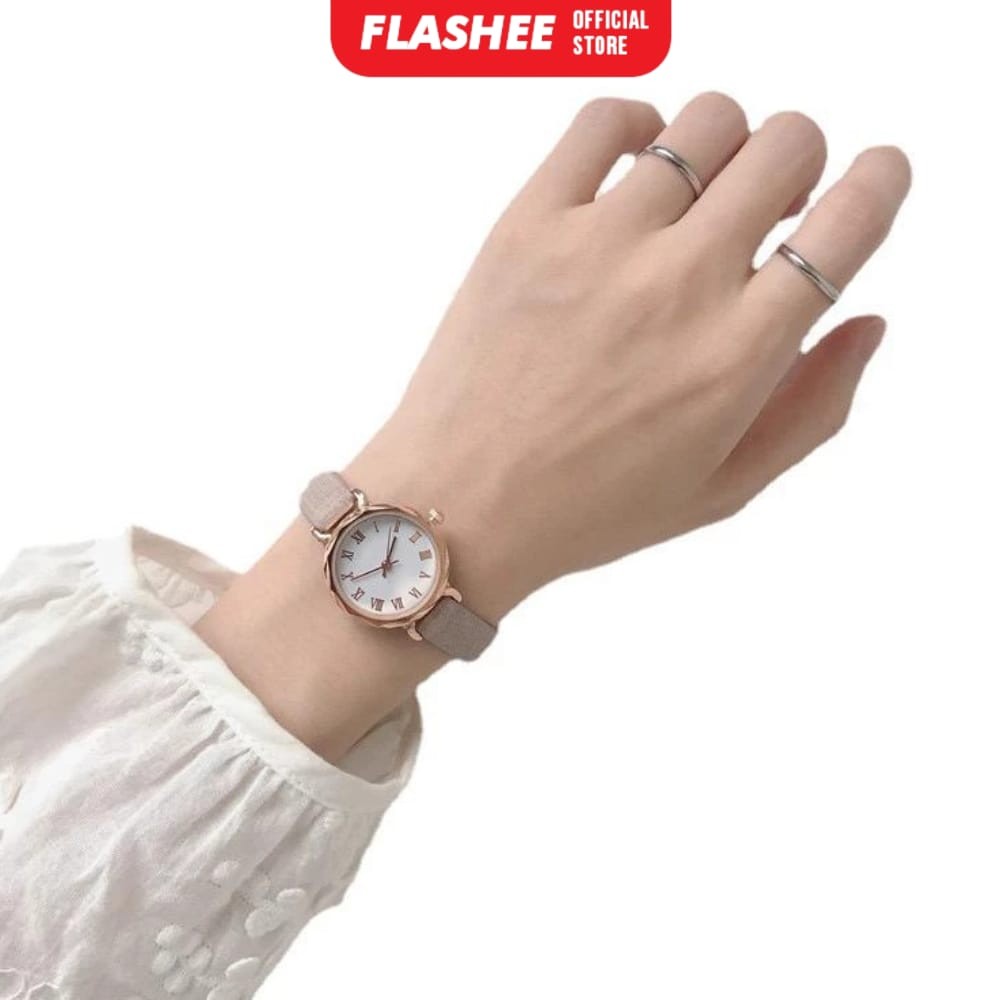 Flashee Jam Tangan Molly Casual Wanita Quartz Strap PU Analog Casual Wanita Persegi Watch Korean