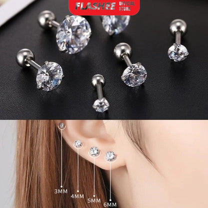 Flashee Anting Stud Kartilago Anting Tindik Stainless 4mm Steel Gold 1pcs Korean Fashion Anting Tusuk Fashion Wanita