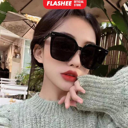 Flashee Kacamata Frame Kotak Hitam Fashion Sunglassess Wanita Pria Fashion Square