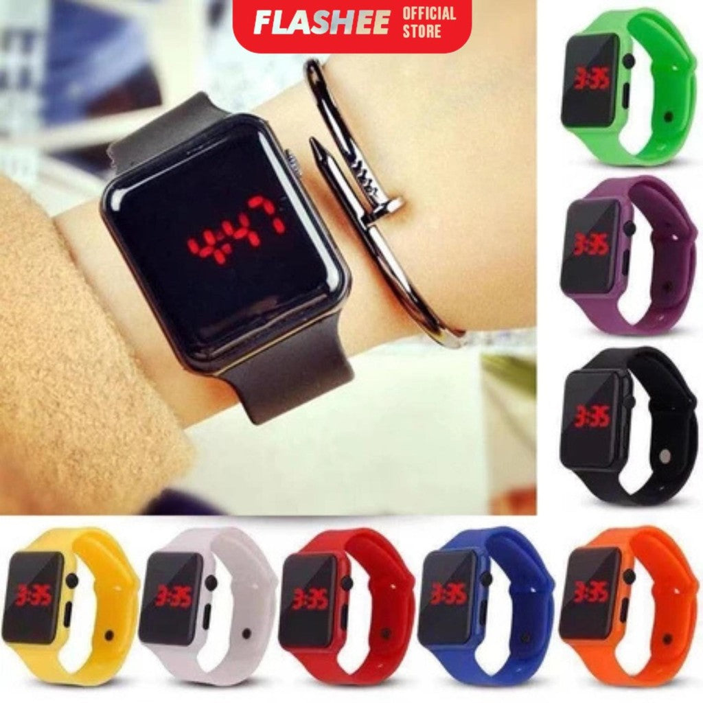Flashee Jam Tangan Shia LED Digital Fashion Jam Tangan LED Wanita Pria Bahan Silikon Digital Watch