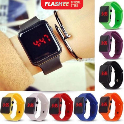 Flashee Jam Tangan Shia LED Digital Fashion Jam Tangan LED Wanita Pria Bahan Silikon Digital Watch