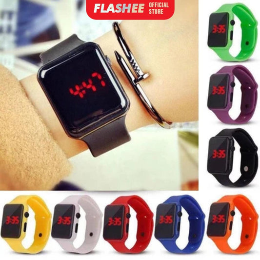 Flashee Jam Tangan Shia LED Digital Fashion Jam Tangan LED Wanita Pria Bahan Silikon Digital Watch