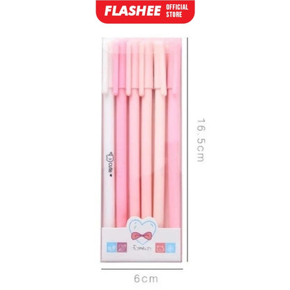 Flashee 6 Set Pena Gel Tinta Hitam Bolpoin 6Pcs Pulpen Pena Gel Pena Gel Set Morandi Color