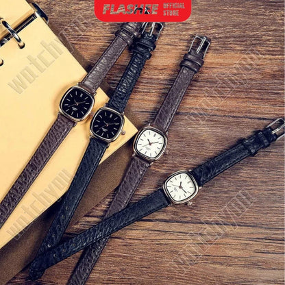 Flashee Jam Tangan Ivy Analog Wanita Gaya Retro Watch Korean Quartz Strap PU Retro