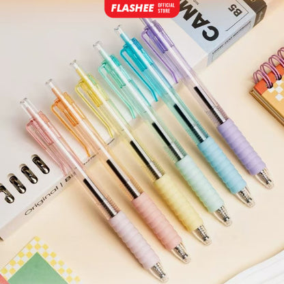 Flashee Pulpen Gel Pena Warna Pastel Tinta Hitam Macaroon Mekanik Pulpen Sekolah Kuliah Berkualitas
