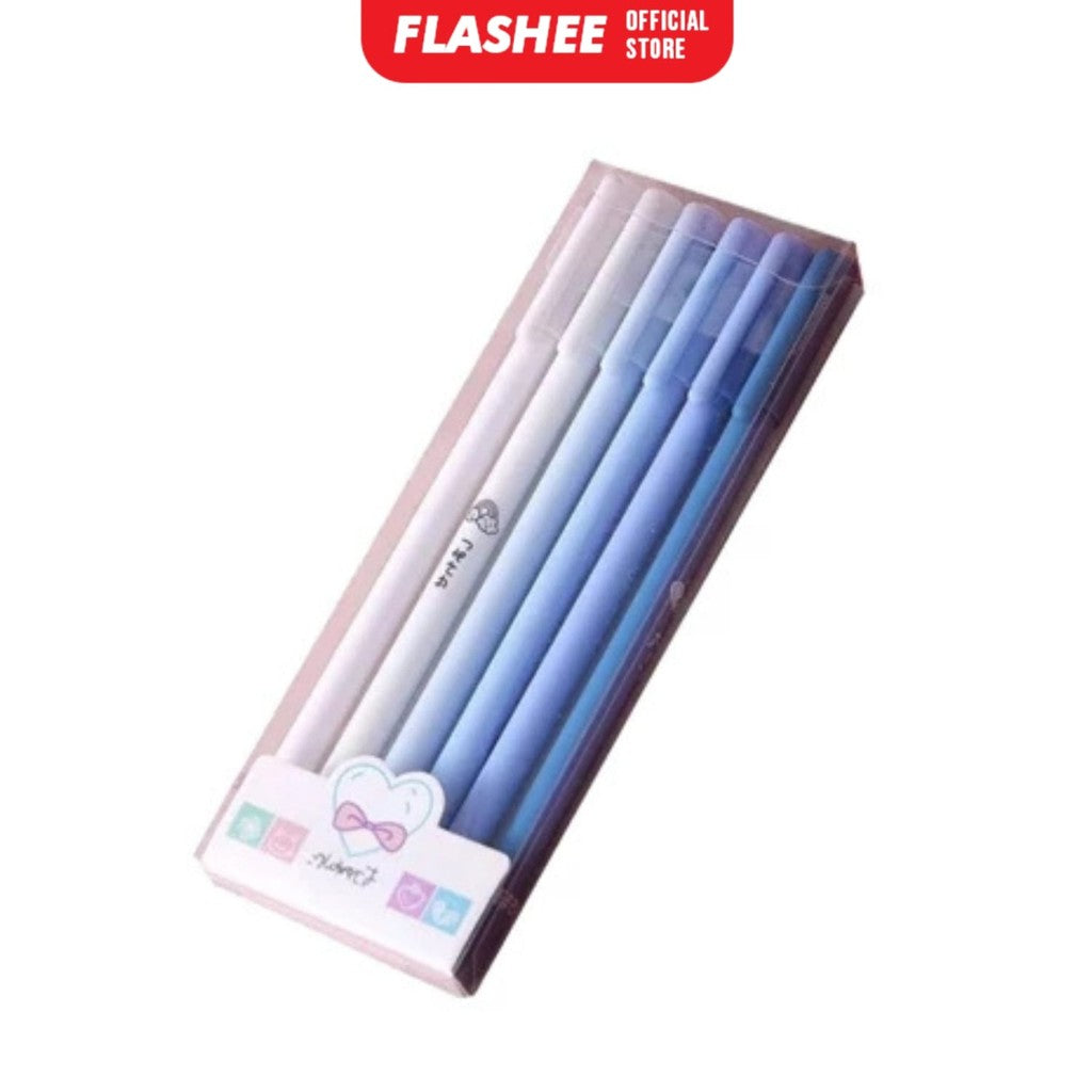 Flashee 6 Set Pena Gel Tinta Hitam Bolpoin 6Pcs Pulpen Pena Gel Pena Gel Set Morandi Color