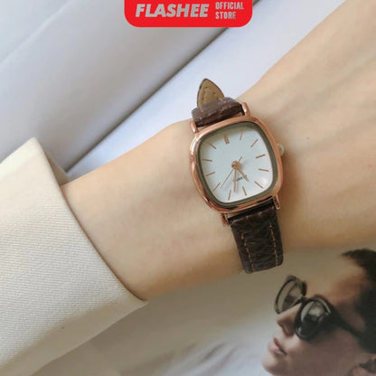 Flashee Jam Tangan Ivy Analog Wanita Gaya Retro Watch Korean Quartz Strap PU Retro