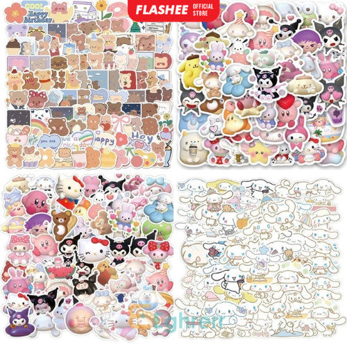 Flashee Stiker Lucu Sanrio Stiker Kartun Stiker Kartu Album Tahan Air Motif Kartun Lucu