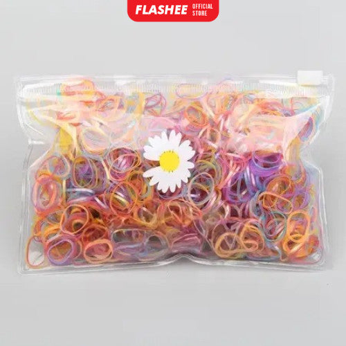 Flashee Ikat Rambut Karet Warna Polos Pouch Zipper Karet Jepang Ukuran Kecil