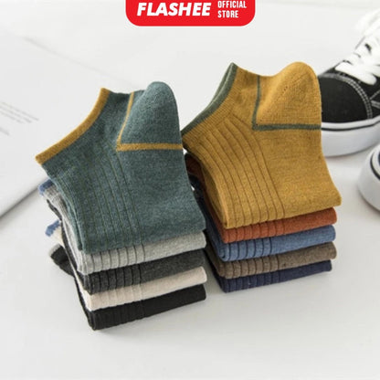 Flashee Kaos Kaki Pendek Garis Semata Kaki  Kaus Kaki Short Ankle Cute Socks  Kaos Kaki Polos Sock Unisex