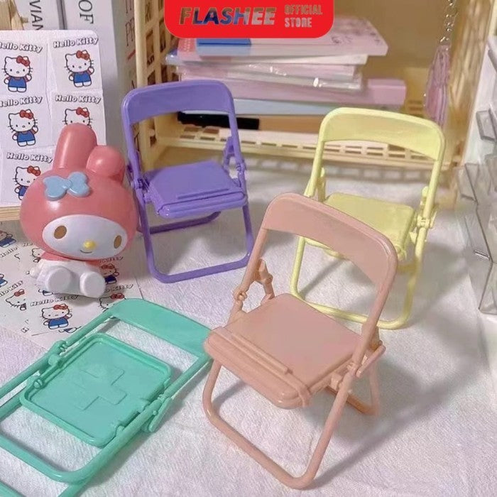 FlasheePhone Holder Kursi Macaron Folding Chair Stand Holder Phone Kursi Lipat Dudukan Penyangga HP