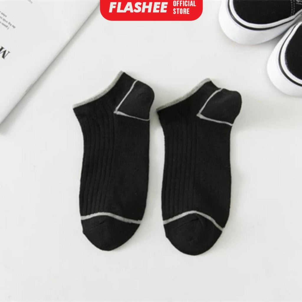 Flashee Kaos Kaki Pendek Garis Semata Kaki  Kaus Kaki Short Ankle Cute Socks  Kaos Kaki Polos Sock Unisex