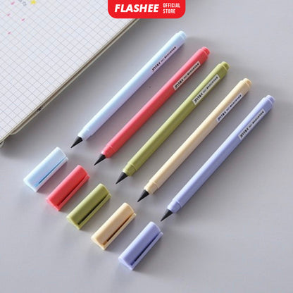 Flashee Paket Bundle 5 Pcs Pensil Eternal Tanpa Isi Warna Macaroon Pensil Tanpa Rautan Untuk Sekolah