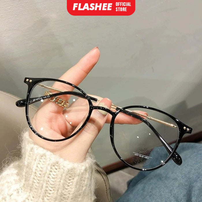 Flashee Kacamata Metal Bulat Korean Fashion Untuk Pria Dan Wanita Kacamata Unisex Frame