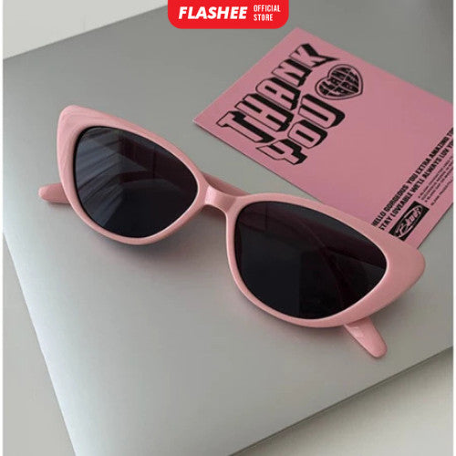 Flashee Kacamata Hitam Segitiga Retro Mata Kucing Kacamata Hitam Gaya Fashion