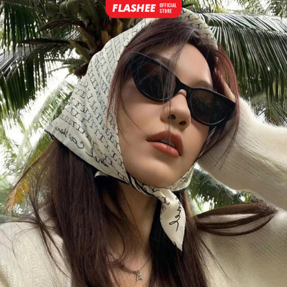 Flashee Kacamata Hitam Segitiga Retro Mata Kucing Kacamata Hitam Gaya Fashion
