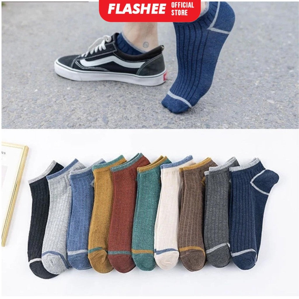 Flashee Kaos Kaki Pendek Garis Semata Kaki  Kaus Kaki Short Ankle Cute Socks  Kaos Kaki Polos Sock Unisex