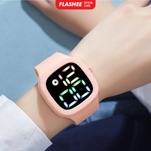 Flashee Jam Tangan Orin LED Digital Pria Wanita Rubber Electronic Fashion Couple Anak Remaja