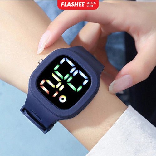 Flashee Jam Tangan Orin LED Digital Pria Wanita Rubber Electronic Fashion Couple Anak Remaja