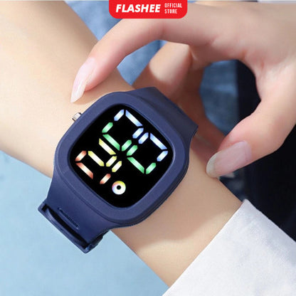 Flashee Jam Tangan Orin LED Digital Pria Wanita Rubber Electronic Fashion Couple Anak Remaja