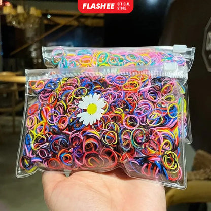 Flashee Ikat Rambut Karet Warna Polos Pouch Zipper Karet Jepang Ukuran Kecil