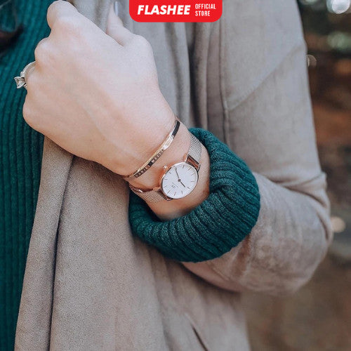 Flashee Jam Tangan Wanita Analog Rantai Magnet Polos Fashion Watch