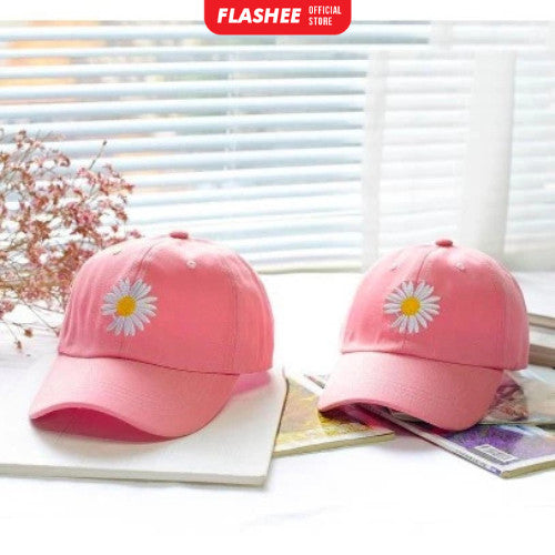 Flashee Topi Baseball Bordir Bunga Daisy Kecil Berkualitas Topi Polos Gaya Korea