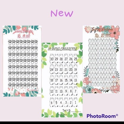 Flashee 10 Lembar Saving Challenge Binder A6 Kertas Loose Leaf Tantangan Menabung A6 6 Ring