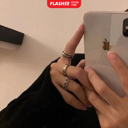 Flashee Cincin Nadine Mutiara 5 Set Cincin Mutiara Gaya Korea Minimalis