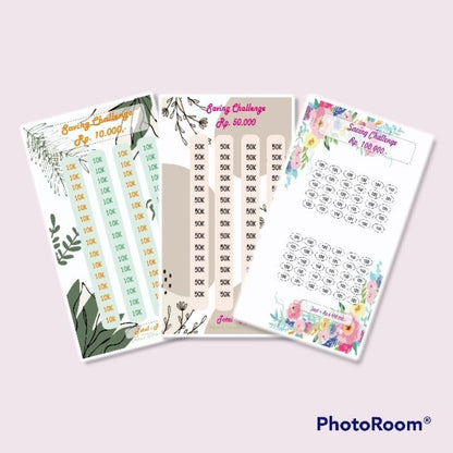 Flashee 10 Lembar Saving Challenge Binder A6 Kertas Loose Leaf Tantangan Menabung A6 6 Ring
