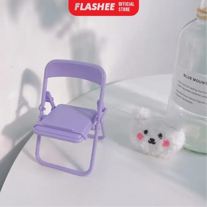 FlasheePhone Holder Kursi Macaron Folding Chair Stand Holder Phone Kursi Lipat Dudukan Penyangga HP