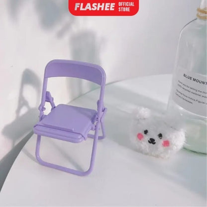 FlasheePhone Holder Kursi Macaron Folding Chair Stand Holder Phone Kursi Lipat Dudukan Penyangga HP