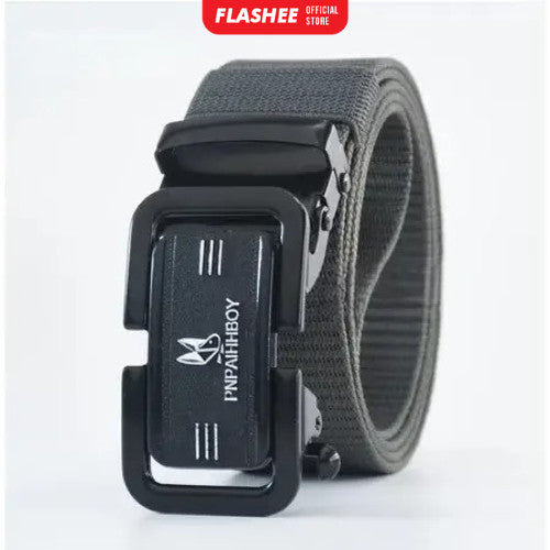 Flashee Ikat Pinggang Pria Canvas Stylish Metal Men Belt Detector Kepala Logam Besi