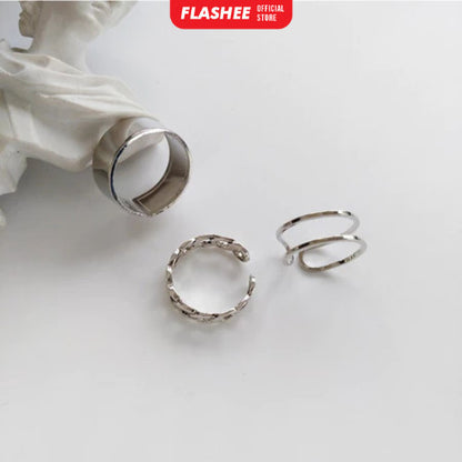 Flashee Cincin Nadine Mutiara 5 Set Cincin Mutiara Gaya Korea Minimalis