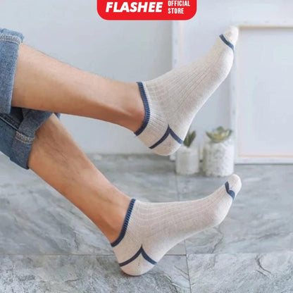Flashee Kaos Kaki Pendek Garis Semata Kaki  Kaus Kaki Short Ankle Cute Socks  Kaos Kaki Polos Sock Unisex