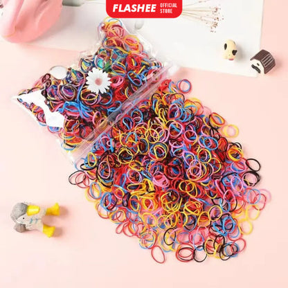 Flashee Ikat Rambut Karet Warna Polos Pouch Zipper Karet Jepang Ukuran Kecil