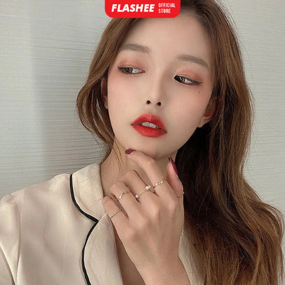 Flashee Cincin Nadine Mutiara 5 Set Cincin Mutiara Gaya Korea Minimalis