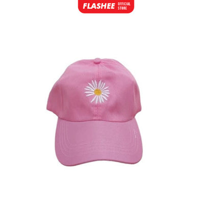 Flashee Topi Baseball Bordir Bunga Daisy Kecil Berkualitas Topi Polos Gaya Korea