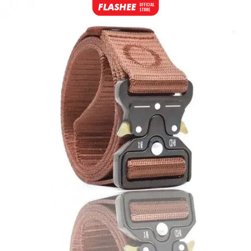 Flashee Ikat Pinggang Pria Canvas Militer Fast Unlocking Sabuk Metal Bahan Canvas