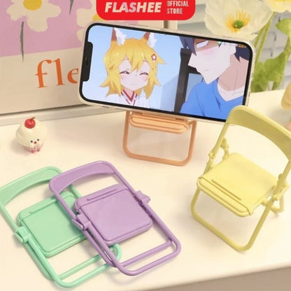 FlasheePhone Holder Kursi Macaron Folding Chair Stand Holder Phone Kursi Lipat Dudukan Penyangga HP