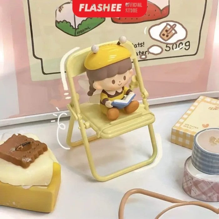 FlasheePhone Holder Kursi Macaron Folding Chair Stand Holder Phone Kursi Lipat Dudukan Penyangga HP