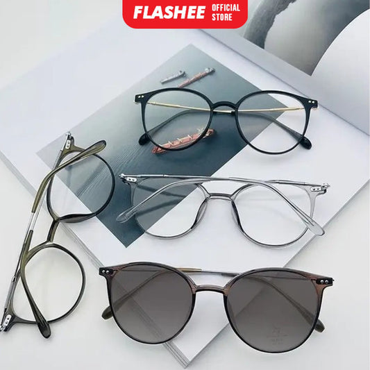 Flashee Kacamata Metal Bulat Korean Fashion Untuk Pria Dan Wanita Kacamata Unisex Frame