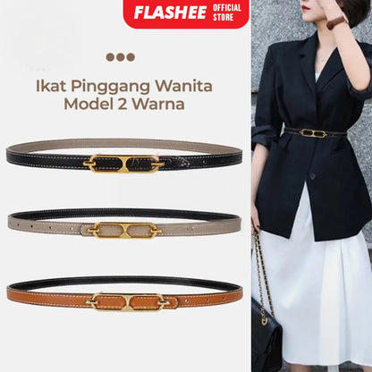 Flashee Ikat Pinggang Wanita Belt Kulit Fashion Korea Gesper Sabuk Bolak Balik Gaya Casual Import