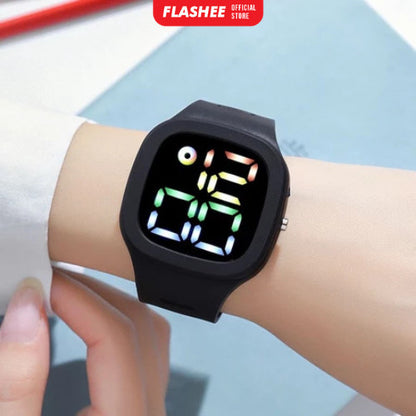 Flashee Jam Tangan Orin LED Digital Pria Wanita Rubber Electronic Fashion Couple Anak Remaja