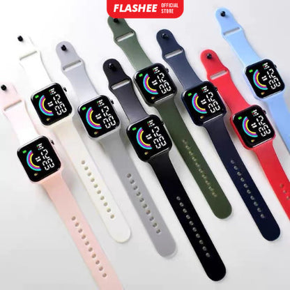 Flashee Jam Tangan Wanita Pria Digital Rubber LED Watch