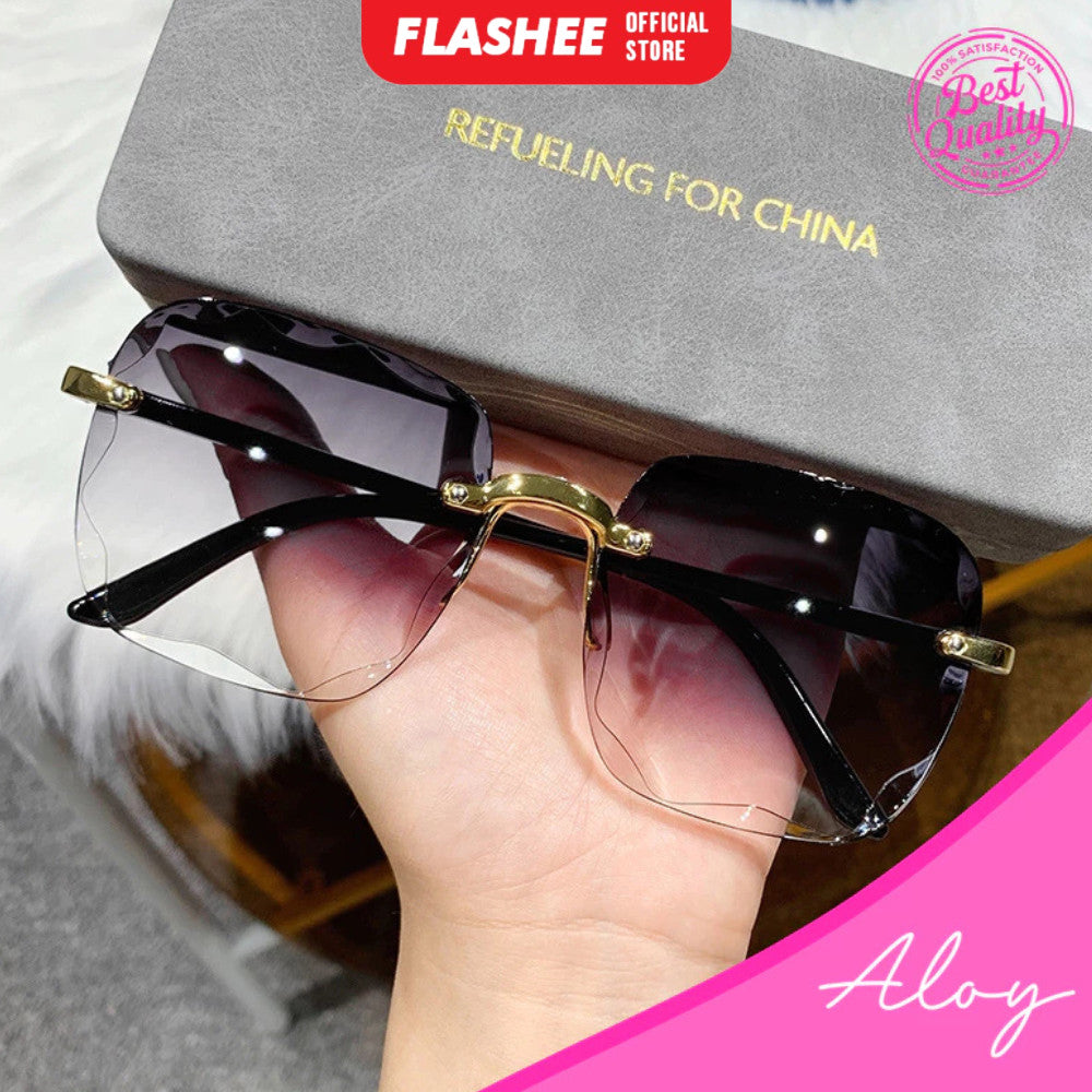 Flashee Kacamata Hitam Wanita Korea Tanpa Bingkai Kacamata Hitam Pelindung UV
