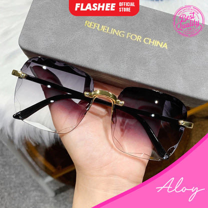 Flashee Kacamata Hitam Wanita Korea Tanpa Bingkai Kacamata Hitam Pelindung UV